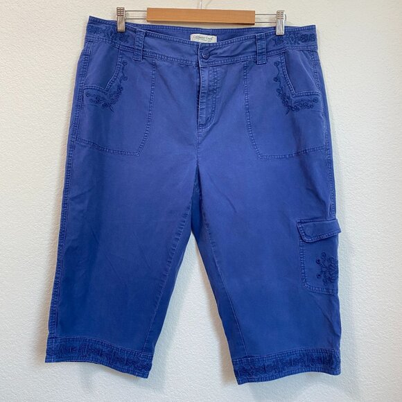 Coldwater Creek Vintage Y2K Style Embroidered Cargo Capris 18W - Picture 1 of 10